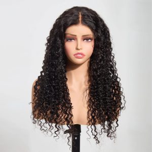 SH 5"x5" Water Wave Transparent Lace Closure Wig #1B