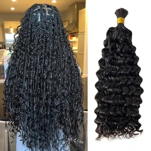 SH 14-24 Inch Water Wave Bulk Hair for Braiding #1B